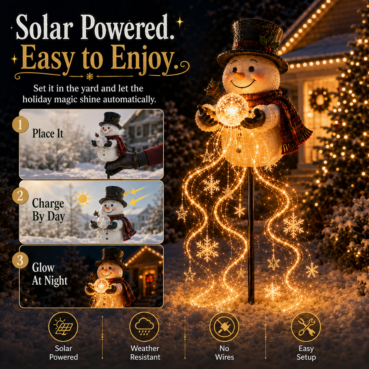🎄49 % RABAT🎄 Snowman Magic Fountain™ – LED-julebelysning til haven med flydende snefnug❄️