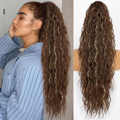⏳Begrænset tid 50% rabat💥💖18 tommer krøllet, bølget Frizz-hårfortykning med hestehale