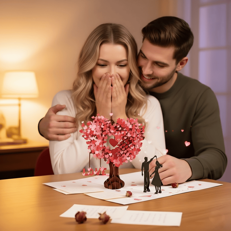 💌Premium 3D Pop-Up romantisk jubilæums- og valentinskor