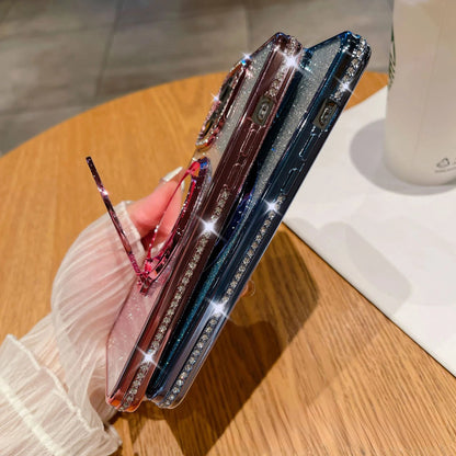 📲✨Gradient Glitter Holder Makeup Mirror Beskyttende etu