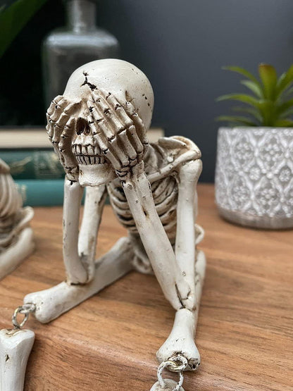 💀 Halloween tre kloge skeletter harpiks figurer 🎃
