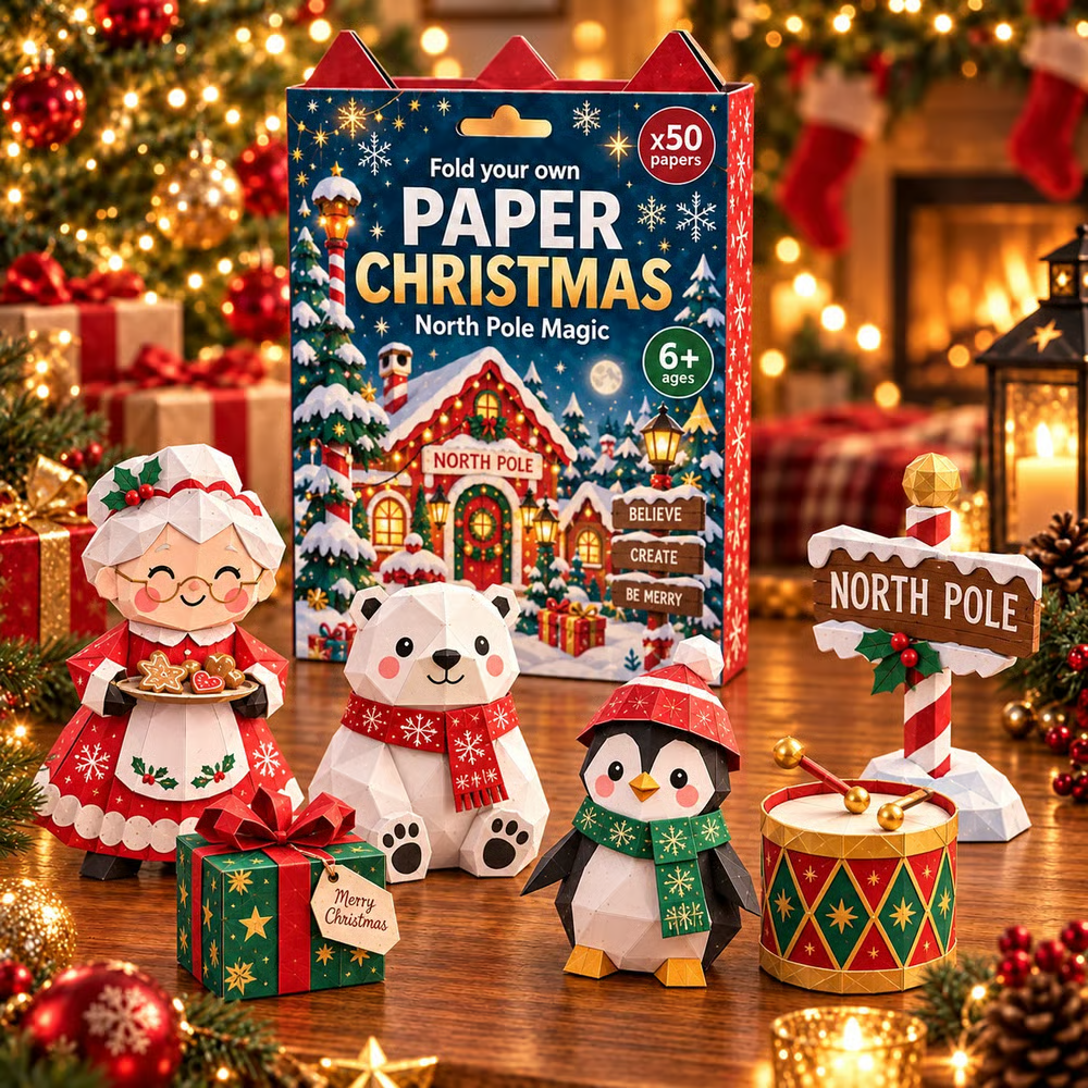 🎄DIY papir-julehobbysæt – 250 ark, 5 festlige temaer🌟