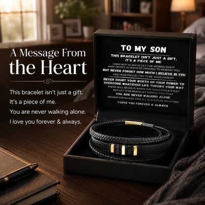 Til min søn — »Never Walk Alone«-sæt med flettede armbånd 🖤