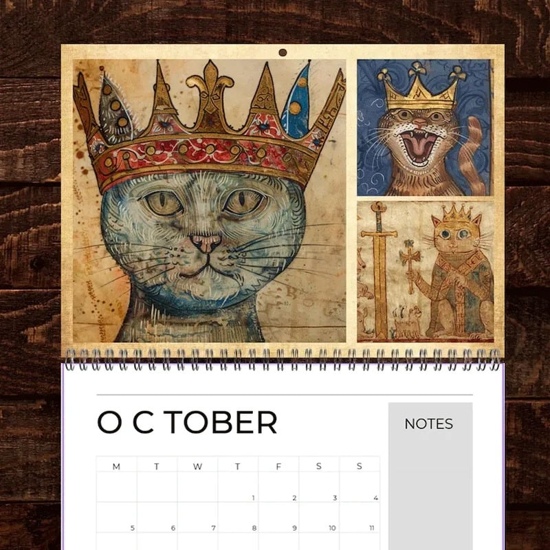 🐱Middelalderlige katte med kroner Kalender 2026