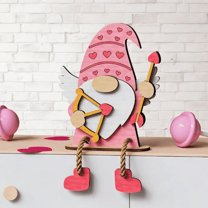 💖Valentinsdag-dekoration i træ med nisse