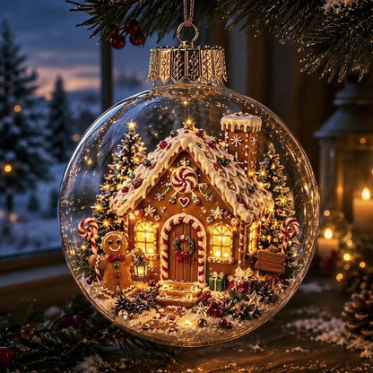 🎄Lysende julekugle med diorama – En lille vinterverden i dine hænder