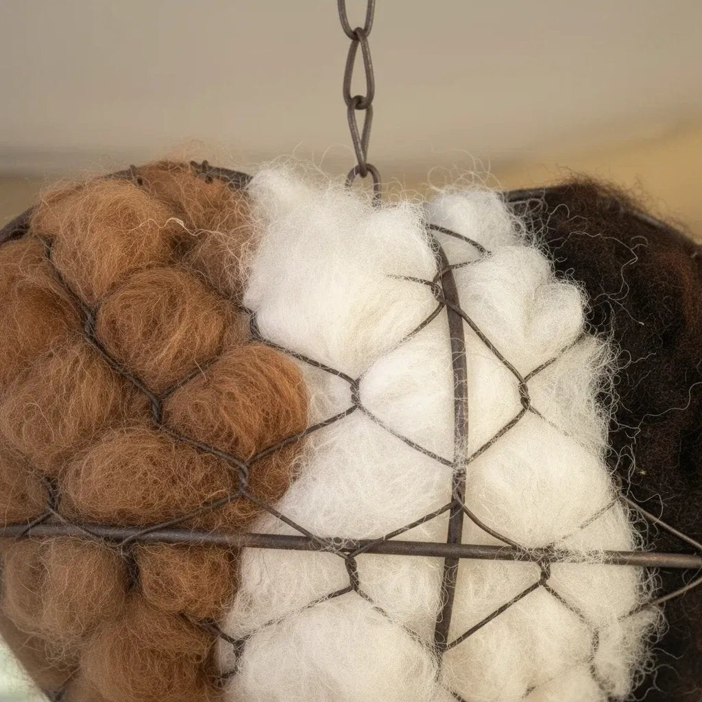 🕊️ Håndlavet fuglehus lavet af alpaca-fibre i form af et hjert