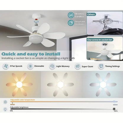 2-IN-1 PORTABLE FLOOR FAN & LIGHT med fjernbetjenin