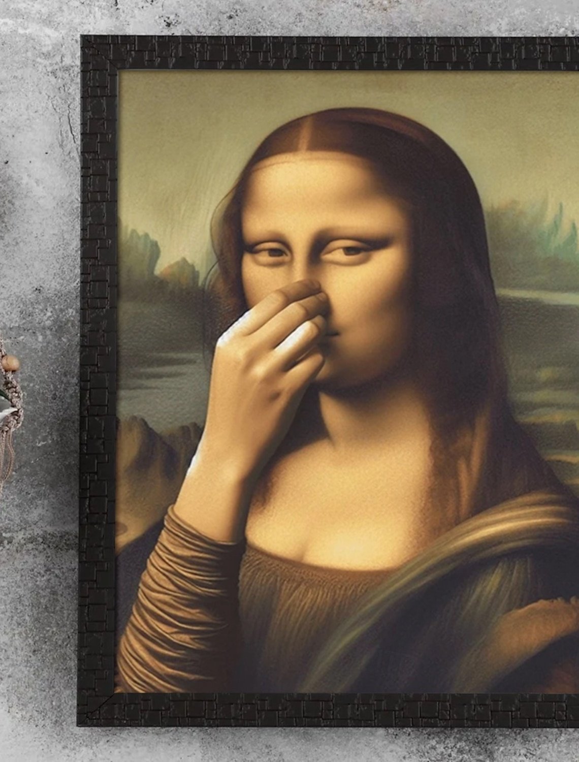 Imitation Mona Lisa kunstdekoration, sjov vintage toilet humor rumindretnin