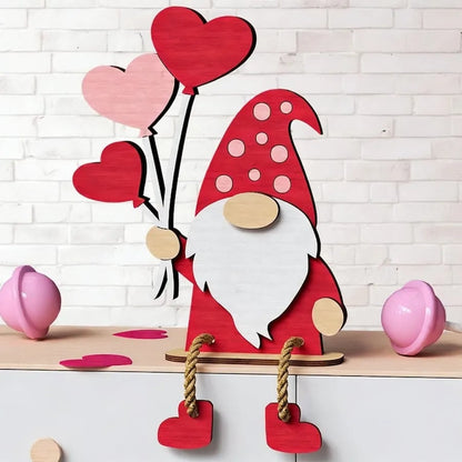 💖Valentinsdag-dekoration i træ med nisse