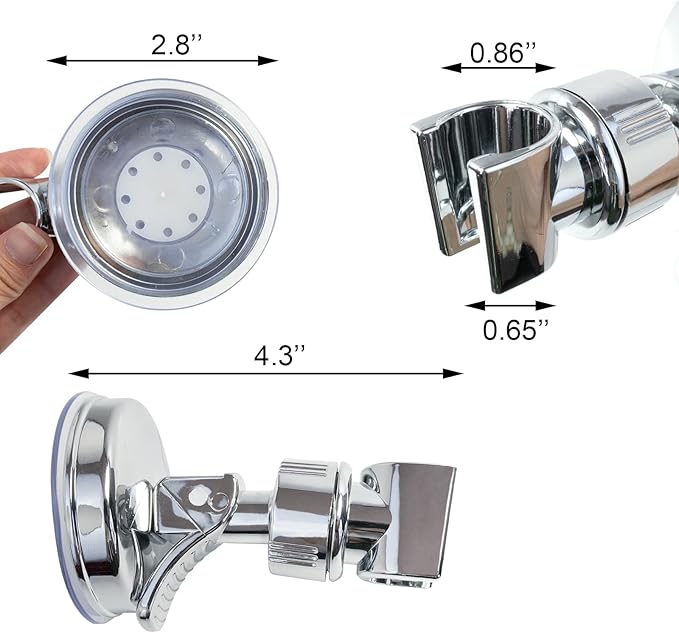 Justerbar brusehovedholder – Aftagelig brusehovedholder med sugekop – Brusehovedholder, der kan monteres uden at bore