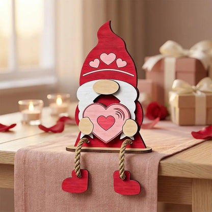 💖Valentinsdag-dekoration i træ med nisse