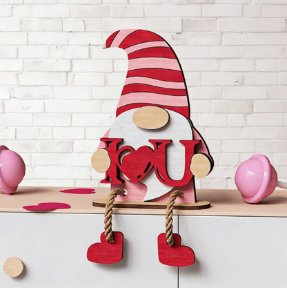 💖Valentinsdag-dekoration i træ med nisse