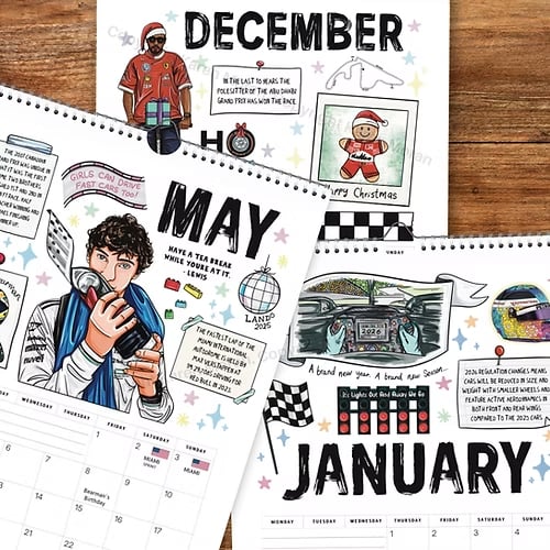 🏎️📅F1 Scrapbook Race Calendar 2026 - Den ultimative vægkalender til racerfan
