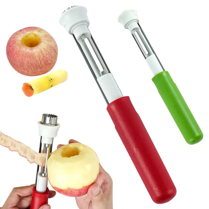 🍎 2-i-1 æbleudkerningsværktøj i rustfrit stål: Fjerner frugtkernen med ét enkelt træk! ✨