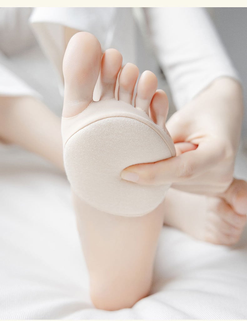 👠✨ Femtåede forfodspuder til kvinder | Stødabsorberende indlægssåler til højhælede sko | Sort/beige