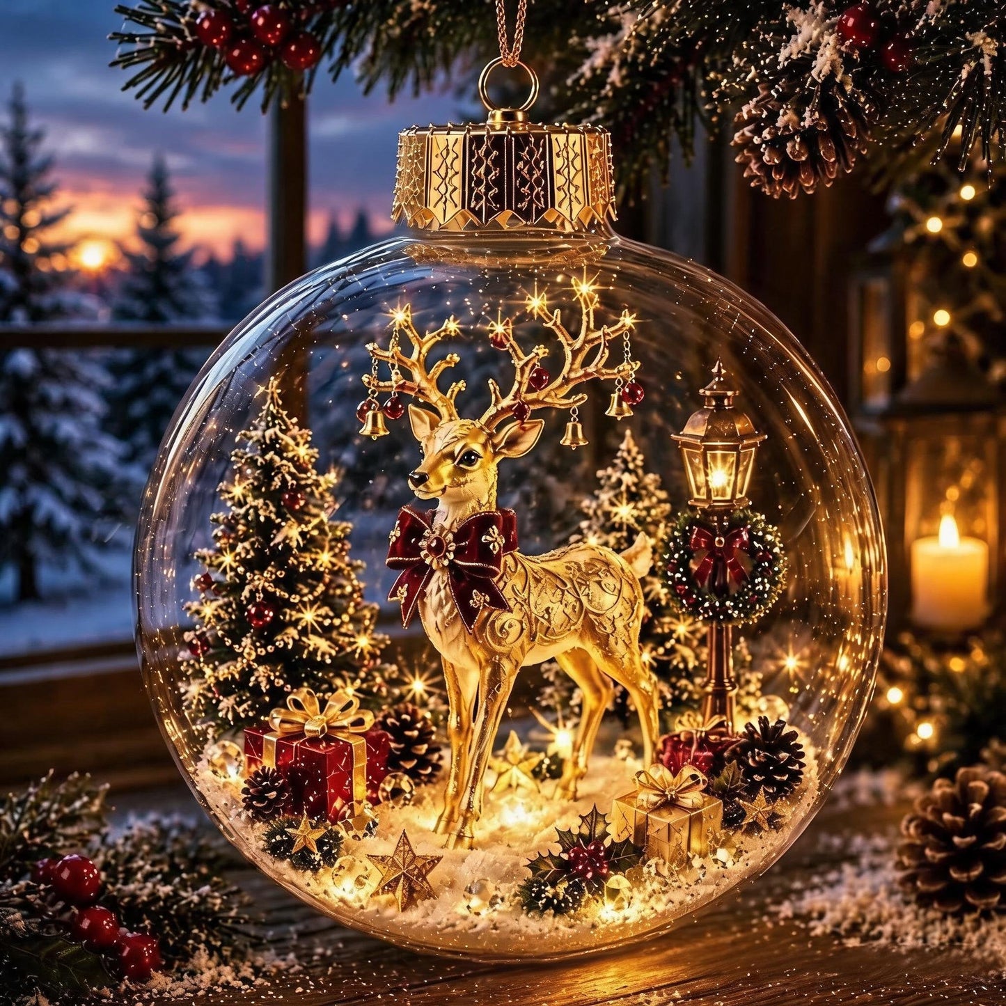 🎄Lysende julekugle med diorama – En lille vinterverden i dine hænder