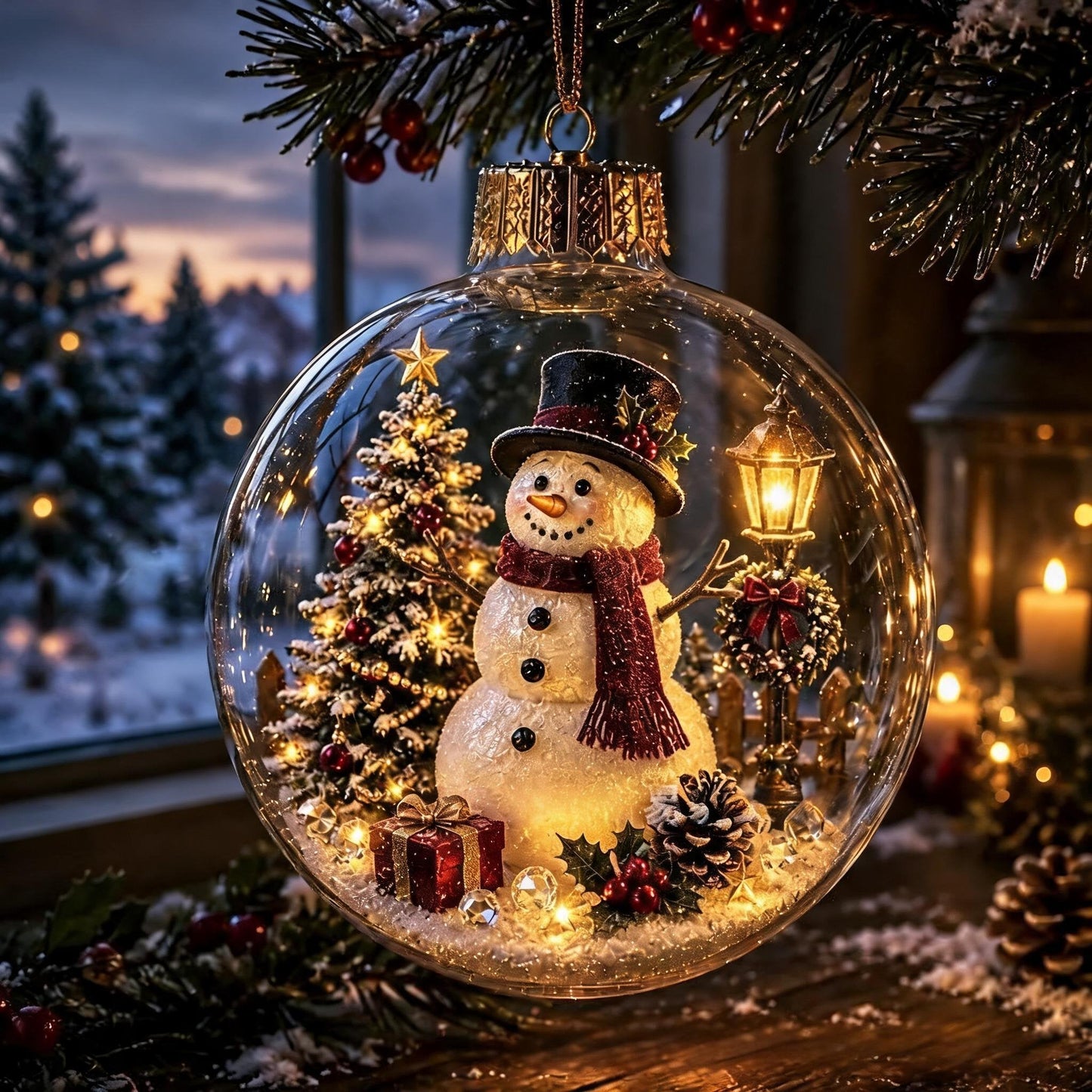 🎄Lysende julekugle med diorama – En lille vinterverden i dine hænder