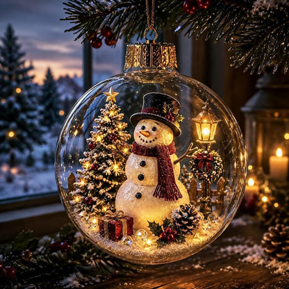 🎄Lysende julekugle med diorama – En lille vinterverden i dine hænder