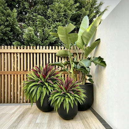 🌿 Naturtro kunstig bregne og rød dracaena: UV-bestandig udendørsplante! ✨