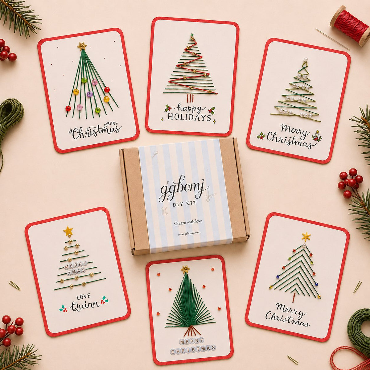 🎄🧵DIY-sæt til et julekort med string art