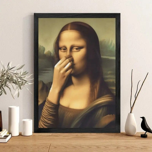 Imitation Mona Lisa kunstdekoration, sjov vintage toilet humor rumindretnin