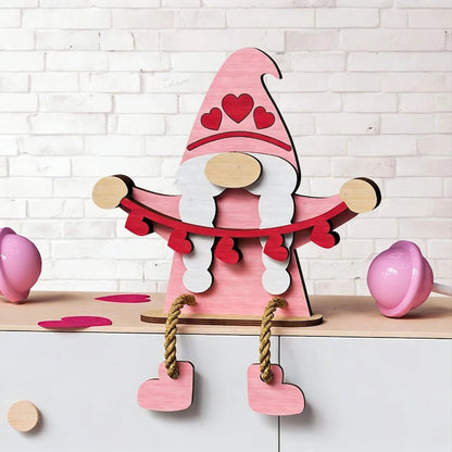 💖Valentinsdag-dekoration i træ med nisse
