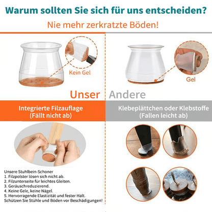 ✨ Universelle gummi-stolebeskyttere – Passer til alle stolebenformer, ridsefaste og holdbare, den ultimative løsning til beskyttelse af dine gulve.
