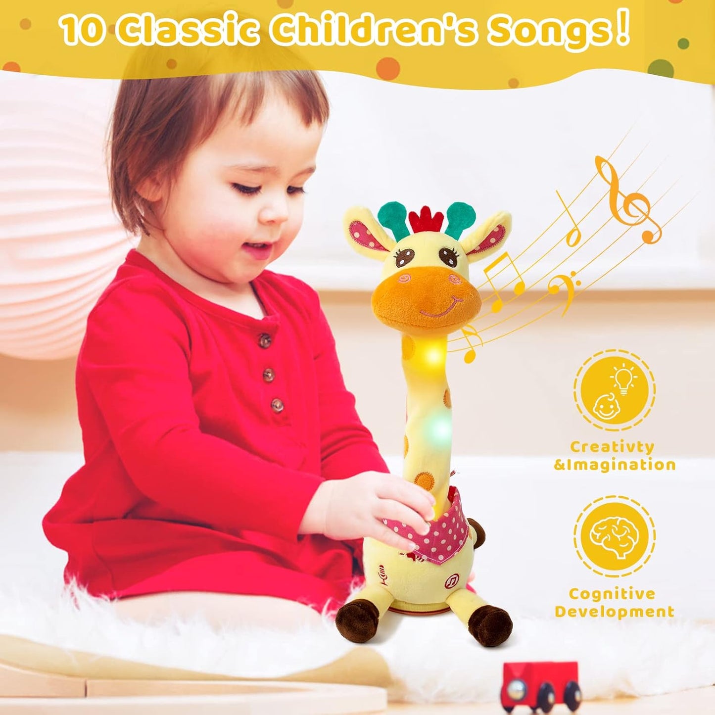⏰50 % rabat🎉 Bedst sælgende musikalsk giraflegetøj – synger, danser og gentager det, du siger! 🦒🎵