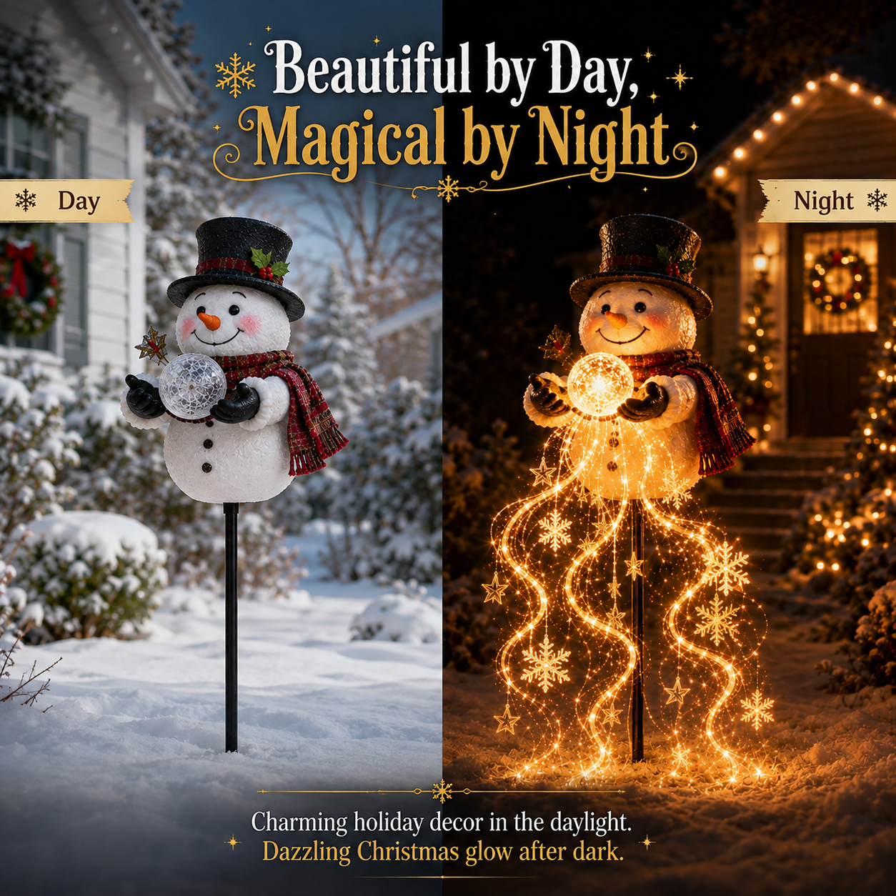 🎄49 % RABAT🎄 Snowman Magic Fountain™ – LED-julebelysning til haven med flydende snefnug❄️