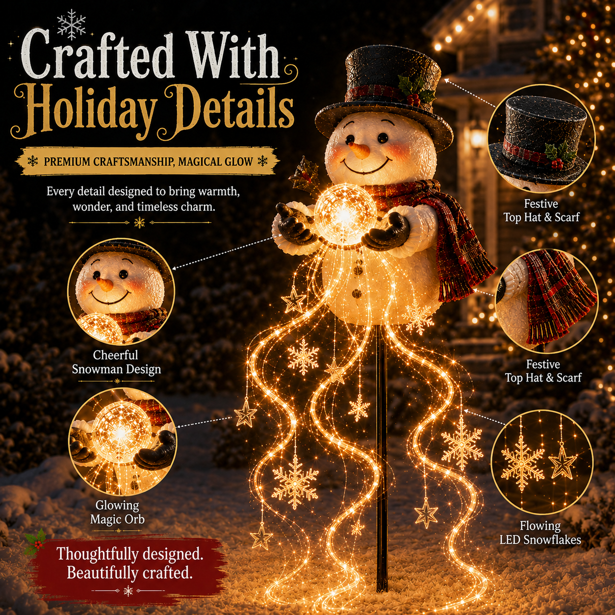 🎄49 % RABAT🎄 Snowman Magic Fountain™ – LED-julebelysning til haven med flydende snefnug❄️