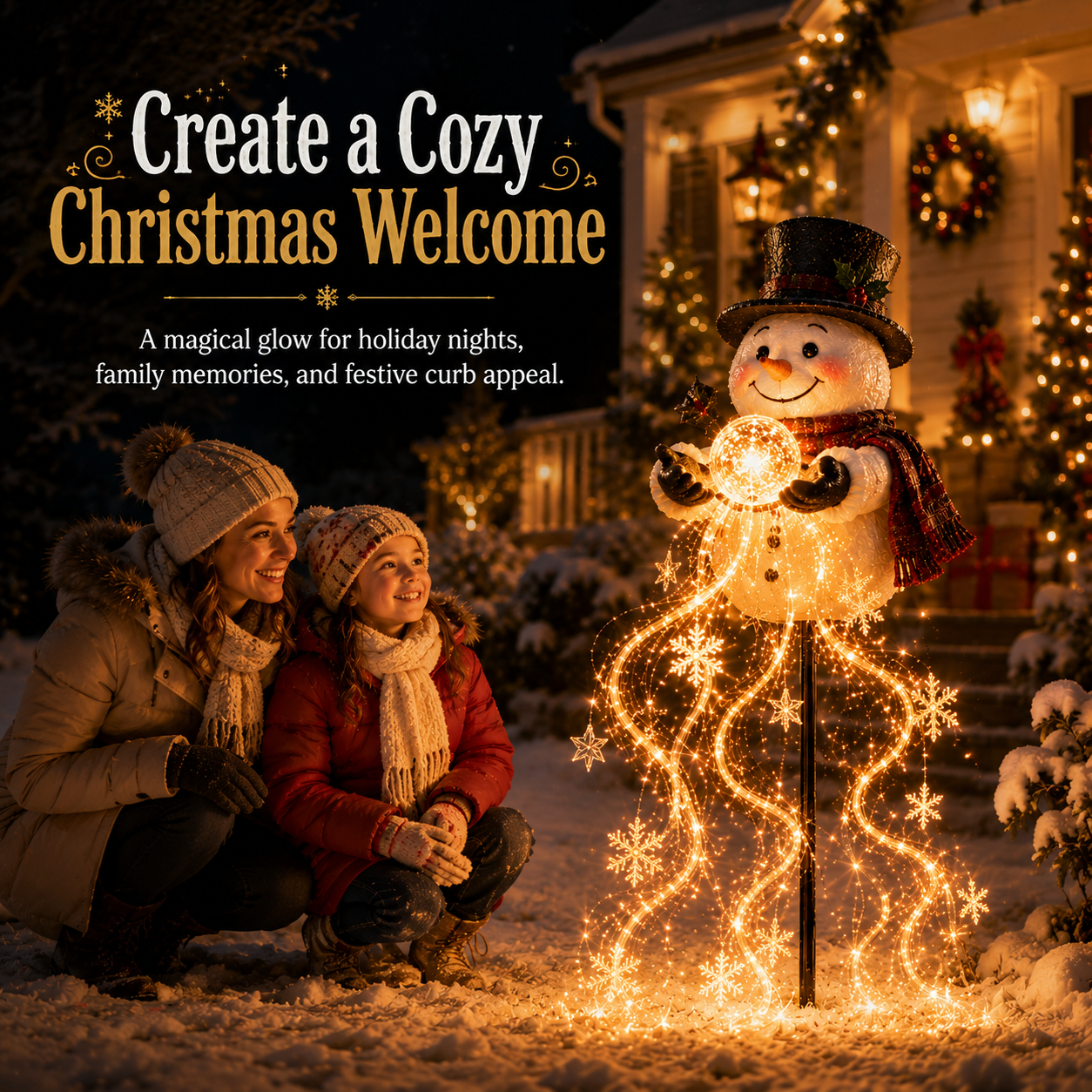 🎄49 % RABAT🎄 Snowman Magic Fountain™ – LED-julebelysning til haven med flydende snefnug❄️