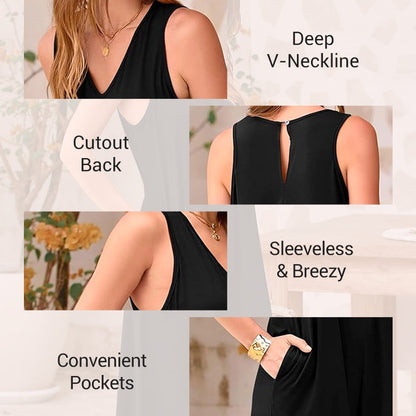 Jumpsuit til kvinder med V-hals og ærmer og brede ben