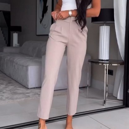 🔥Fleksible, afslappede nålestribede habitbukser til kvinder