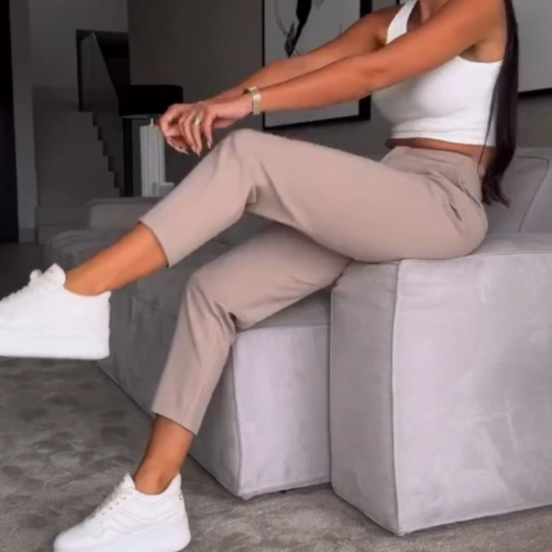 🔥Fleksible, afslappede nålestribede habitbukser til kvinder