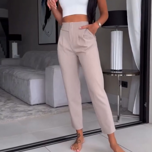 🔥Fleksible, afslappede nålestribede habitbukser til kvinder