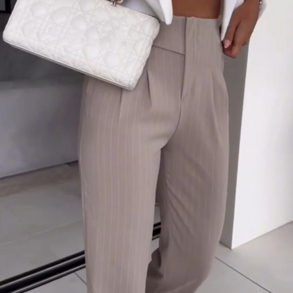 🔥Fleksible, afslappede nålestribede habitbukser til kvinder