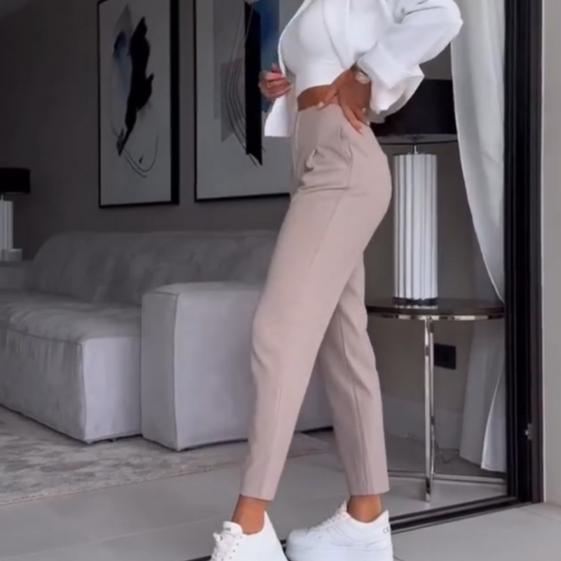 🔥Fleksible, afslappede nålestribede habitbukser til kvinder