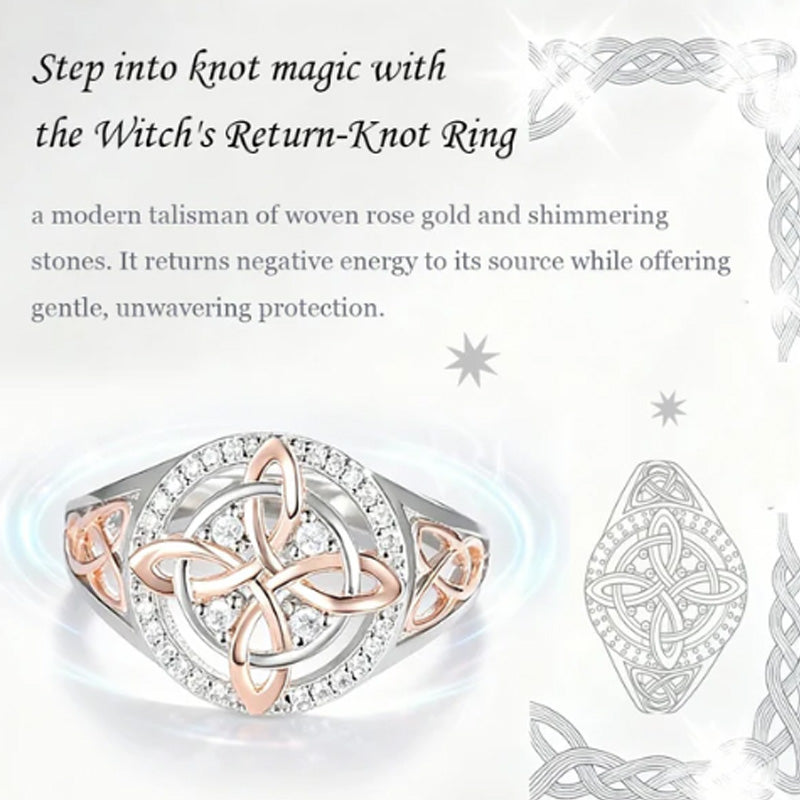 Elegant tofarvet ring med keltisk knude og zirkoni