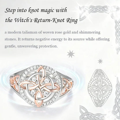 Elegant tofarvet ring med keltisk knude og zirkoni