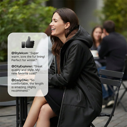 Godt nytår! 🎊⏰ Lang vintageparka til kvinder med behageligt for og hætte