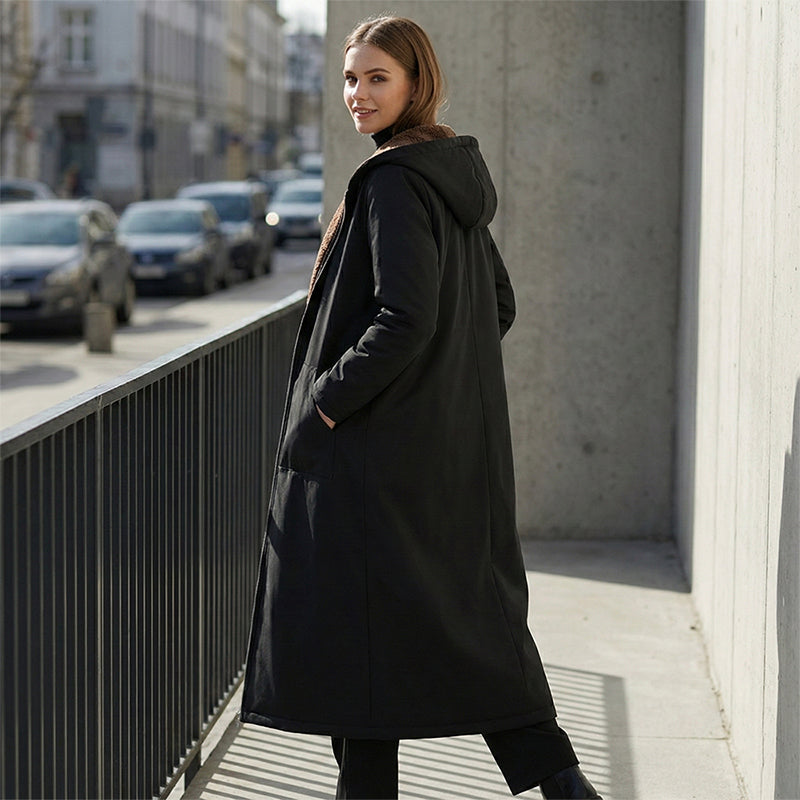 Godt nytår! 🎊⏰ Lang vintageparka til kvinder med behageligt for og hætte