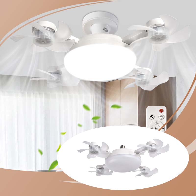🌀 Ny loftventilator med lampe og E27-fatning – støjsvag 2-i-1 LED-ventilator med fjernbetjening, energieffektiv kombination af afkøling og belysning til stuen og soveværelset