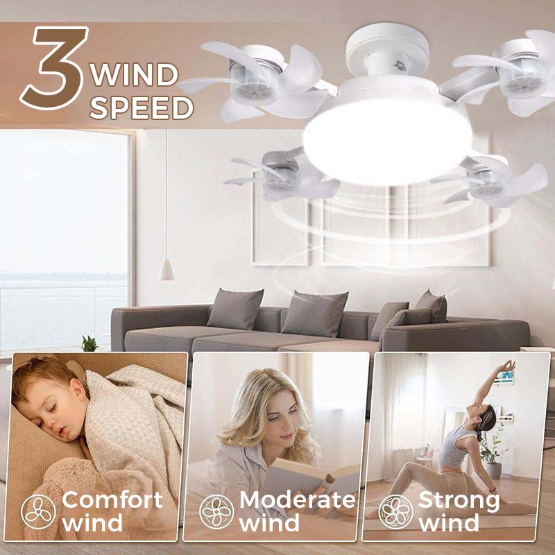🌀 Ny loftventilator med lampe og E27-fatning – støjsvag 2-i-1 LED-ventilator med fjernbetjening, energieffektiv kombination af afkøling og belysning til stuen og soveværelset