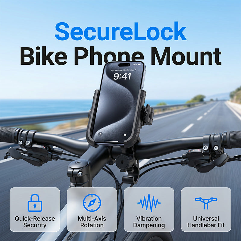🎉 2026-udsalg — Over 42.000 solgt! 🚴‍♂️ Cykelholder til mobiltelefon med hurtigudløser – SecureLock og stødabsorberende polstring