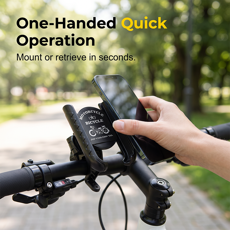 Cykelholder til mobiltelefon med hurtigudløser og sikker lås