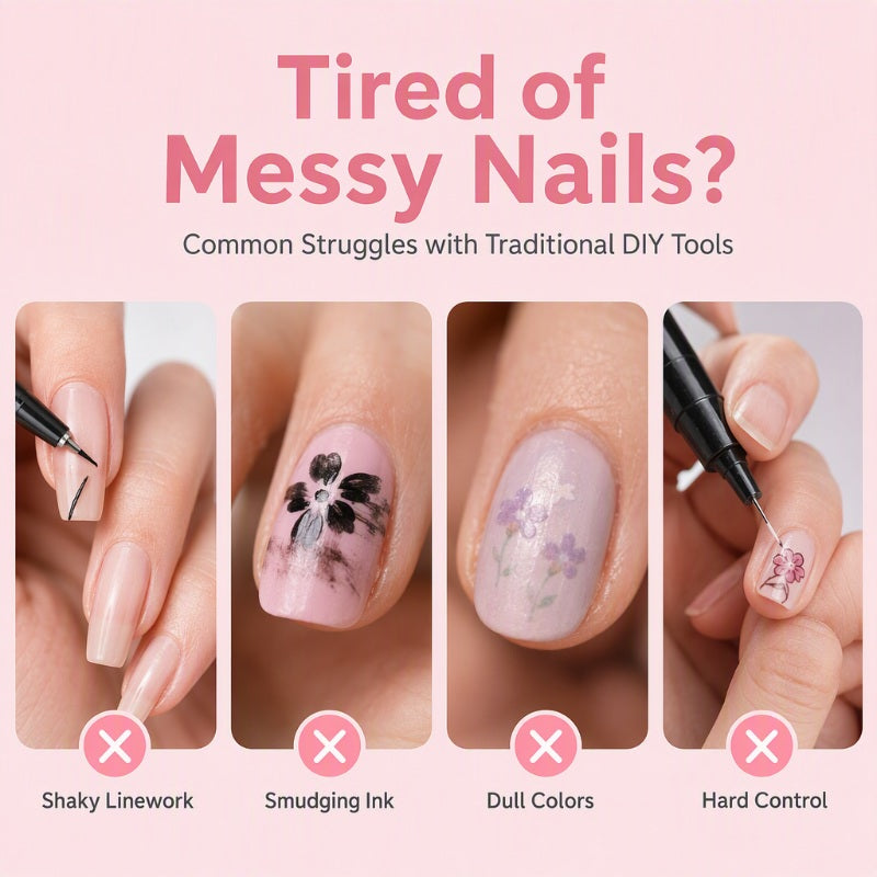 💅 50 % RABAT I BEGRÆNSET PERIODE! 💥 Sæt med 24 farver neglelakpenne med to spidser – kreative, i salonkvalitet, nemme at bruge selv ✨
