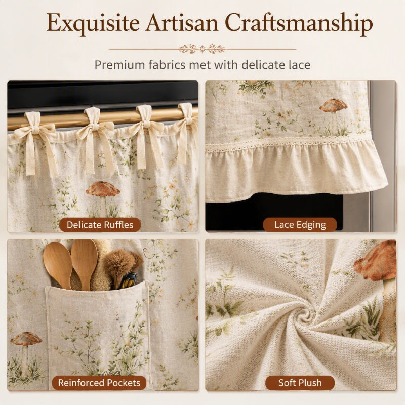 🏡 Ovnforhæng med praktiske opbevaringslommer – Holder orden på køkkenredskaberne og pynter op ved ovnen