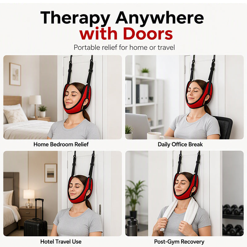🧘 BEGRÆNSET TID: 50 % RABAT! 💆 Nakkeudstrækningsapparat til montering på døren til lindring af nakkesmerter – nem opsætning, skånsom lindring, velegnet til brug i hjemmet ✨
